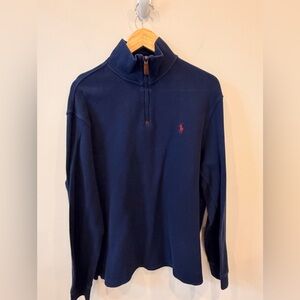 Polo Ralph Lauren Mens Quarter Zip Pullover Navy Blue Size Large